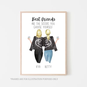 Best friend gift, Gift for best friends, best friend gift ideas, best friends forever, personalised,UNFRAMED