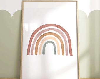Boho Rainbow Nursery Print: Muted Earth Tones (UNFRAMED)
