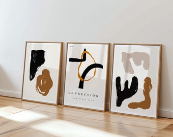 Beige Abstract Art Prints: Neutral Home Decor, Set of 3 (UNFRAMED)