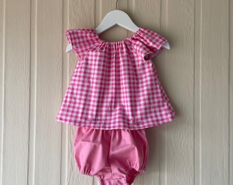 Infants Pink Gingham Dress and matching pants