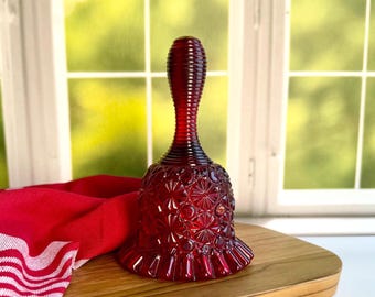 FENTON RUBY DAISY and Button Glass Bell