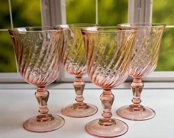 ARCOROC ROSALINE PINK Swirl Wine Goblets