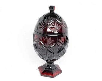 LUMINARC RUDY RED Egg-Shaped Candy Dish