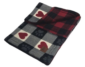 DOG FLEECE BLANKET ~ Hearts