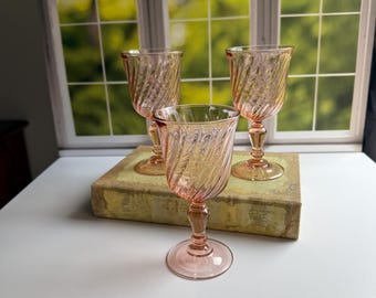 ARCOROC ROSALINE PINK Swirl Wine Goblets