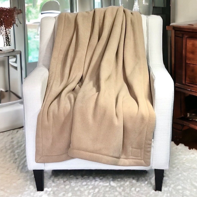 THROWS/LAP BLANKETS Reversible Luxury Fleece Throws Tan Fleece Throws Farmhouse Throws Cabin Fleece Throws Cottage Throws /Aspen image 5