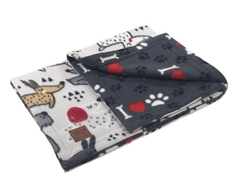 DOG FLEECE BLANKET ~ Happy