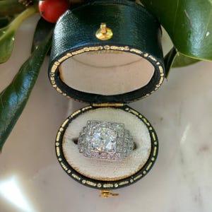 Art Deco 1.32 Carat Center Old European Cut Diamond Platinum Engagement Ring