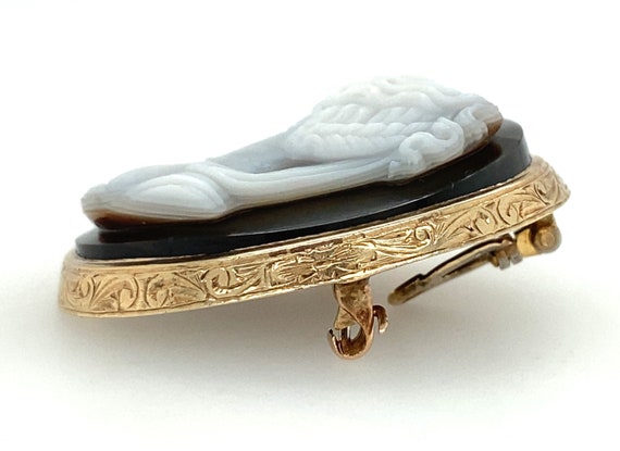 10K Antique Edwardian Yellow Gold Cameo Brooch Pe… - image 7