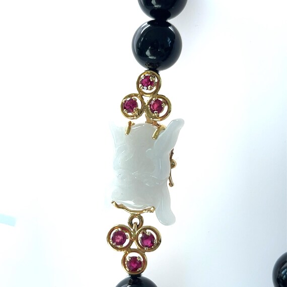 Onyx Bead 3.48tcw Ruby and White Jade 18k Yellow … - image 10