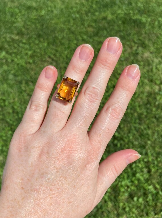 14k Yellow Gold Citrine Cocktail Ring - image 2