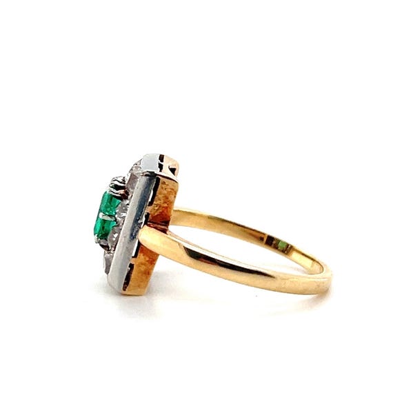 Edwardian Emerald and Diamond Gold and Platinum S… - image 7