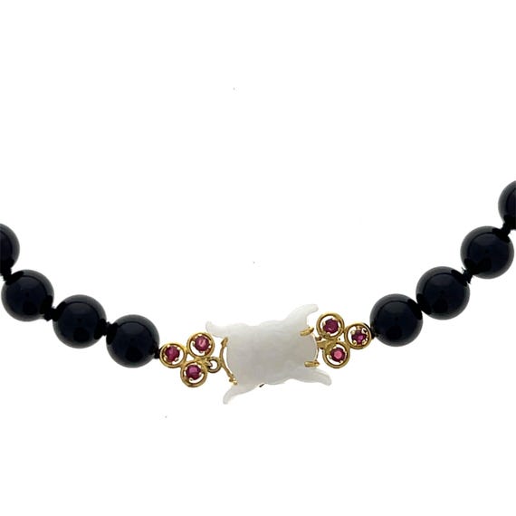 Onyx Bead 3.48tcw Ruby and White Jade 18k Yellow … - image 15