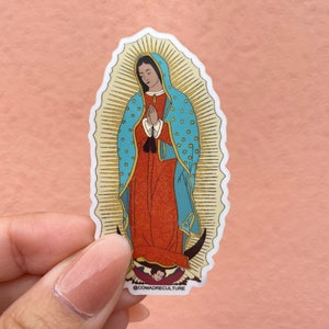 Virgen de Guadalupe sticker, calcomania de la Virgencita de Guadalupe, Reyna de Mexico, catholic sticker, Tepeyac