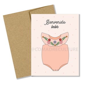 2 opciones; Bienvenida Bebé, Bienvenido Bebé, Tarjeta de bebé de bienvenida, tarjeta de baby shower, tarjeta, guayabera onesie, bordado onesie, niña, niño