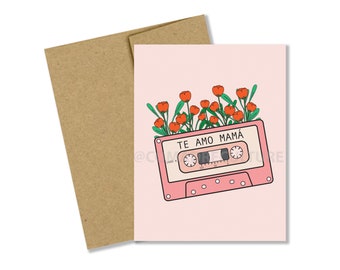 Te Amo Mamá Card – Spanish Mother’s Day Card – Mexican Mom Gift – Cassette Tape Card – Latina Mother’s Day Card – Tarjeta Día de las Madres