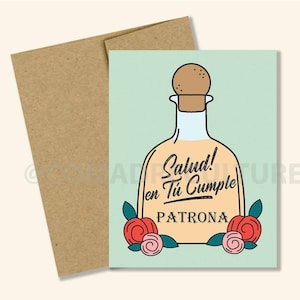 Salud en tu Cumple Patrona, 100% chingona, Happy Birthday card, tarjeta de cumpleaños, felicidades, felicitaciones, feliz cumple