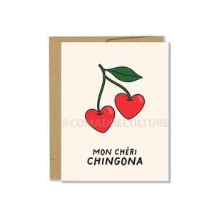 Mon Cheri Chingona tarjeta, valentine's day, galentines day, dia del amor, celebrando amor, vday card, latina owned, amistad, friendship