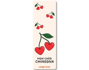 Mon Chéri Chingona Lesezeichen, marcador de libro, Bücherwurm, Bibliophiler, Kirschen, Lektor, librocubicularist, begeisterter Leser, booktok, literarisch
