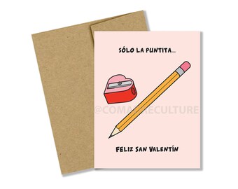 Opción español/inglés, Solo la Puntita tarjeta, Just the tip card, Día de San Valentín, Día del amor y la amistad, San Valentín, juego de palabras, albur