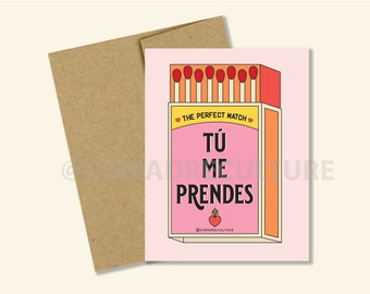 Valentine's Day- Tú Me Prendes Zote, tarjeta para el/ella, matchbox, funny card, tarjeta con humor, cerillos, perfect match, pareja ideal