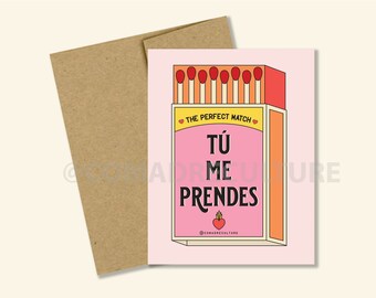San Valentín- Tú Me Prendes Zote, tarjeta para el/ella, matchbox, fun card, tarjeta con humor, cerillos, perfect match, pareja ideal