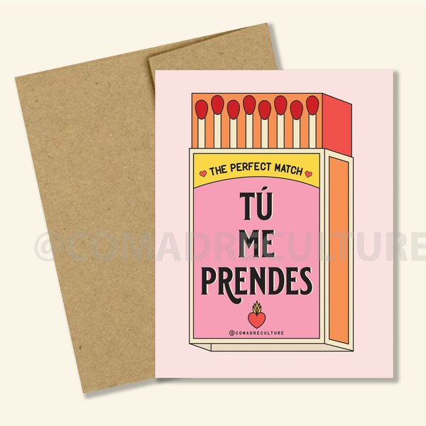 Valentine's Day- Tú Me Prendes Zote, tarjeta para el/ella, matchbox, funny card, tarjeta con humor, cerillos, perfect match, pareja ideal