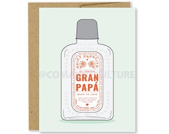 Gran Papá father's day card, tarjeta, papá latino, Spicy papacito, made to love, Una fuente infinita de amor, paciencia y sabiduría.