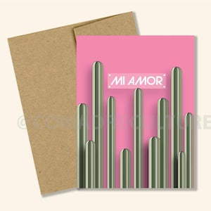 Mi Amor, feliz cumpleaños, latino birthday card, sapo verde, happy birthday, cumple, aniversario, cactus, felicidades