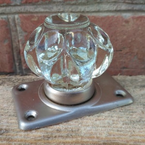 Vintage USSR Glass Door Handles, Transparent Knobs