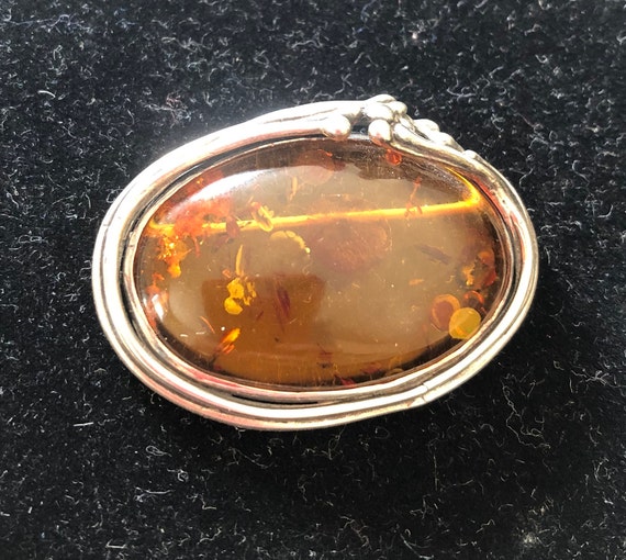 Vintage Amber Brooch, Originally From Poland, With Inclusions