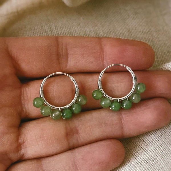 Weiße Jade Edelstein Ohrringe Charms Winzig - Olivgrüne Jade Ohrringe - Jade Ohrringe - Schmuck Jade - Ohrringe - Geschenk für Sie - Geschenke