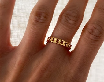 Chain Shaped Ring - Super Dainty Link Chain Ring - Minimalist - Personalized Gifts - Gift for her - Gifts for him - Gifts