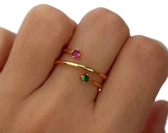 Ring with Two Stones - Ring with stones - Minimalist - Personalized Gifts - Gift for her - Gifts for him - Gifts
