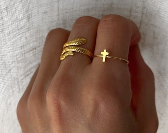 Kruisring - Sierlijke gouden ring - Stapelringen - Kleine gouden ring - Minimalistisch - Gepersonaliseerde geschenken - Cadeau voor haar - Sieraden - Geschenken