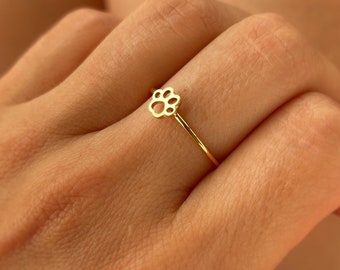 Anillo con forma de huella animal Anillo con forma de huella de perro  Handmade Jewelry Minimalist Personalized Gifts Gifts