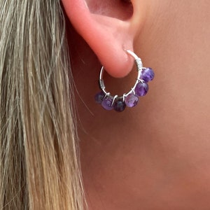 Handmade Earrings With Violet Stones - Boho Earrings - Minimalist Earrings - Handmade Jewelry - Personalized Gifts - Gift for her - Gifts