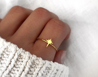 Small Star Shaped Ring - Thin Adjustable Star Ring - Minimalist - Jewelry - Personalized Gifts - Gift for her- Gifts