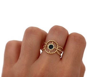 Black Ring Gold - Gold Ring - Black Stone Ring - Dainty Ring - Minimalist - Personalized Gifts - Gift for her - Gifts for him - Gifts