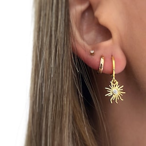 Star hoops - Mini Hoops - Tiny Gold Hoops - Gold Huggie Hoops - Handmade Jewelry - Personalized Gifts - Gift for her - Gifts