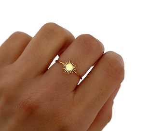 Anello a forma di sole - Anello a punta - Anelli di dichiarazione - Anello regolabile - Minimalista - Gioielli fatti a mano - Regali personalizzati - Regalo per lei - Regali