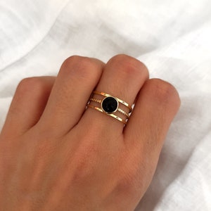 Schwarzer Steinring - Schutzamulett - Verstellbarer Ring - Geschenke für sie - handgefertigter Schmuck - Geschenk für sie - Geschenke