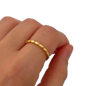 Dainty Textured Gold Ring, Wavy Stackable Ring for Women, Minimalist Twisted Band, Waterproof Everyday Jewelry, Birthday Gift for Her