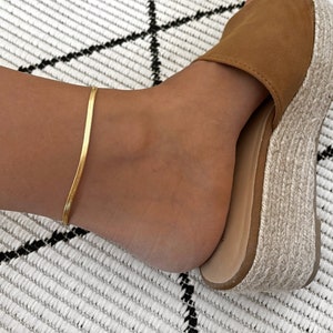 Gold Snake Anklet, Flat Snake Chain, Herringbone Anklet,Delicate Anklet, Handmade Jewelry , Jewelery, Minimalist, Personalized Gifts, Gifts