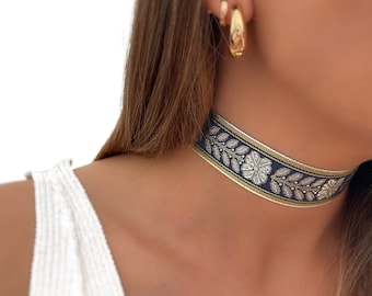 Stoffen choker - Boho choker - Azteekse choker ketting - hippie choker - minimalistisch - gepersonaliseerde geschenken - geschenken - cadeaus voor haar