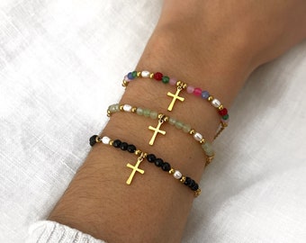 Cross Bracelet - Small Sideways Cross Bracelet - Gold Cross Bracelet - Handmade Jewelry - Minimalist - Personalized Gifts - Gifts