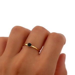 Black Ring Gold - Black Ring - Statement Black Ring - Delicate Ring - Personalized Gift - Gifts for her - Gifts for him - Gifts