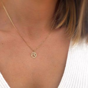 Ronde ketting met golf - Delicate ketting - Handgemaakte sieraden - Minimalistisch - Gepersonaliseerde geschenken - Geschenken voor hem - Geschenk voor haar - Geschenken
