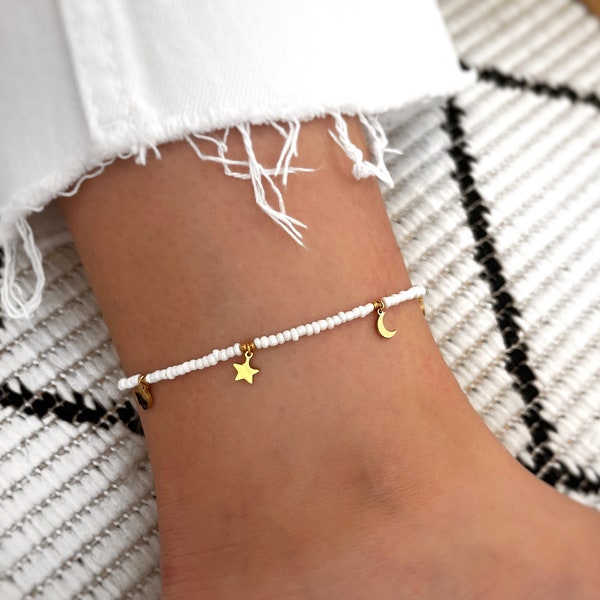 Bracelet étoile de lune - Bracelet étoile d’or - Bracelet minuscule - Étoiles délicates - Minimaliste - Cadeaux personnalisés - Bijoux faits à la main - Cadeau pour elle - Cadeaux