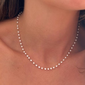 Pearl Necklace Fresh Water Pearl Choker Organic Mother Pearl Pearl Necklace Fresh Water Pearls Minimalist Gifts for her Gifts imagen 4